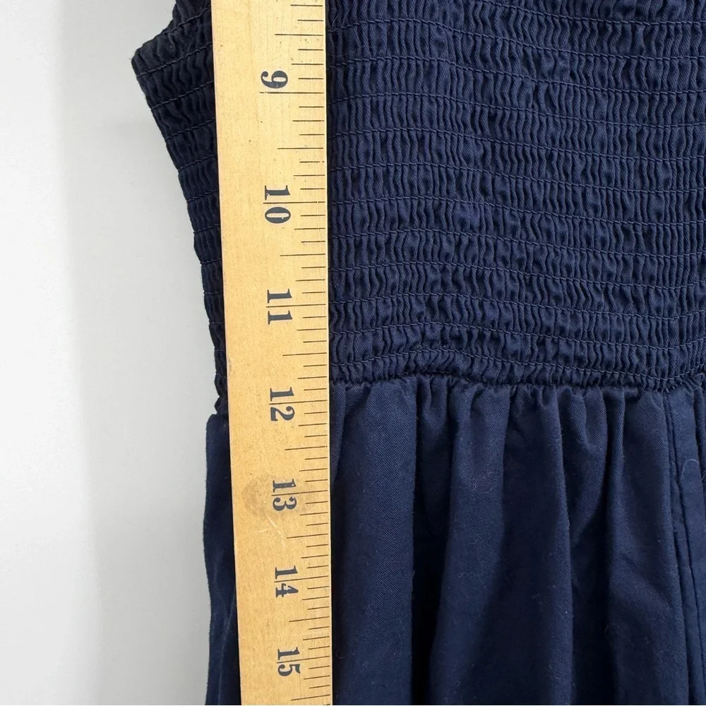 Petite Plume Navy blue Twill Margaux Dress in 100% cotton ruffle sleeves sz S - Picture 8 of 13